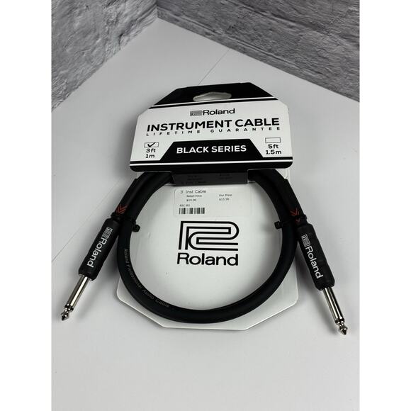 Roland Instrument Cable RIC-B3 Black Series 1/4" Straight/Straight 3-Ft - Picture 1 of 8